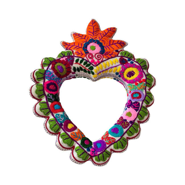 Sagrado Corazon Hand Embroidered Mirror -
