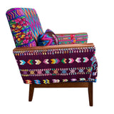 Marcela armchair featuring vintage Guatemalan Maya textiles profil