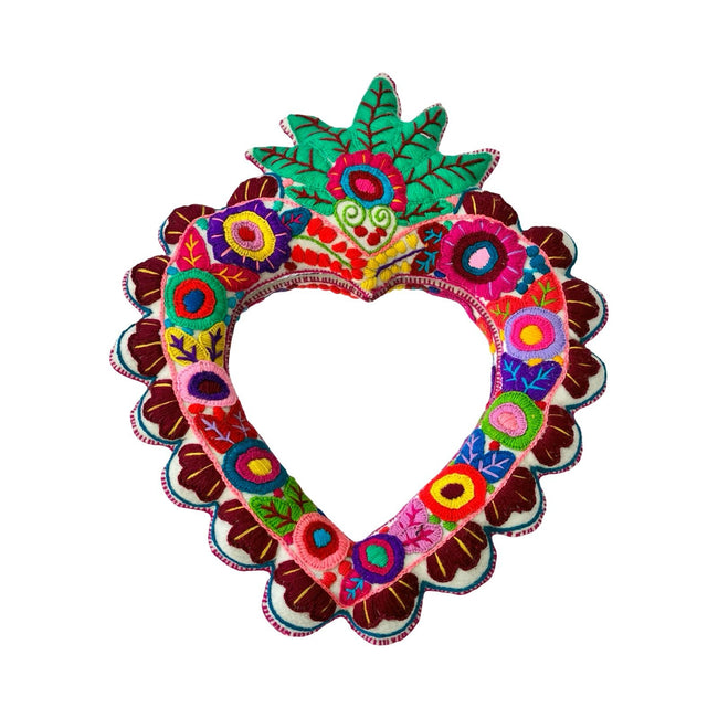 Sagrado Corazon Hand Embroidered Mirror -