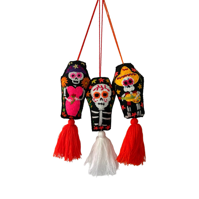 Coffin Catrina, Mariachi and Calaca Day of Dead Ornament -