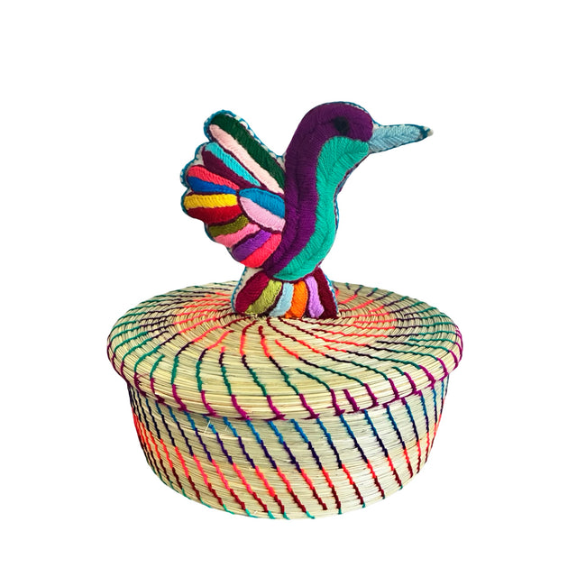 Embroidered Hummingbird Tortilla Basket -