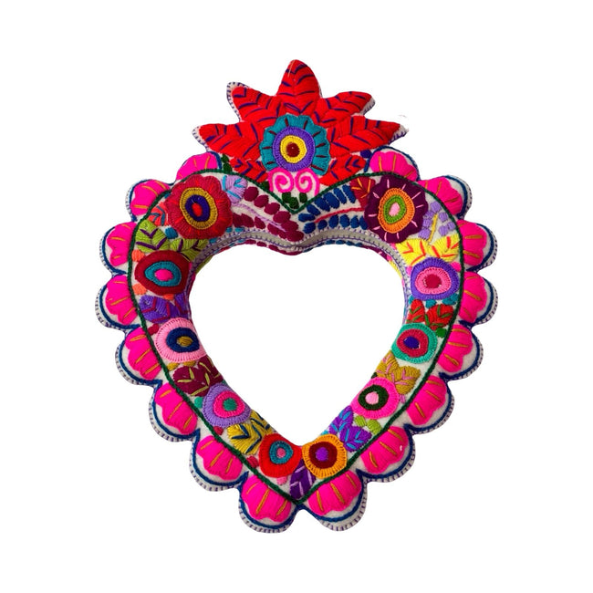 Sagrado Corazon Hand Embroidered Mirror -
