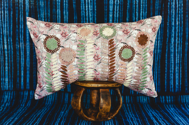 Embroidered Sofia lumbar pillow - FolkProject