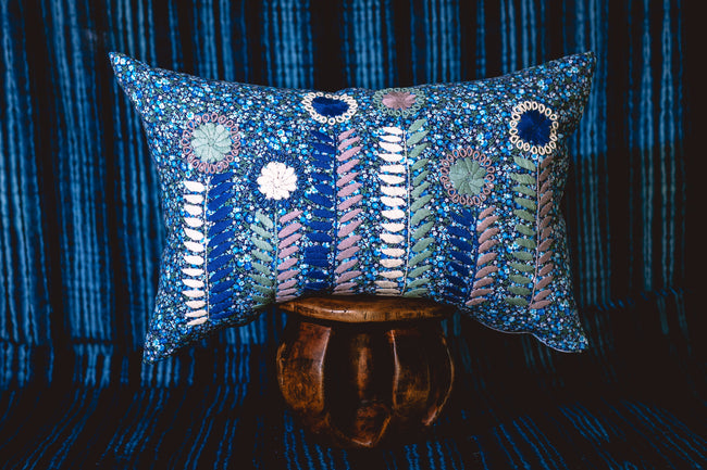 Embroidered Sofia lumbar pillow - FolkProject