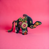 Hand-embroidered felt elephant handcrafted in Chiapas, Mexico, featuring vibrant colors and intricate embroidery- FolkProject