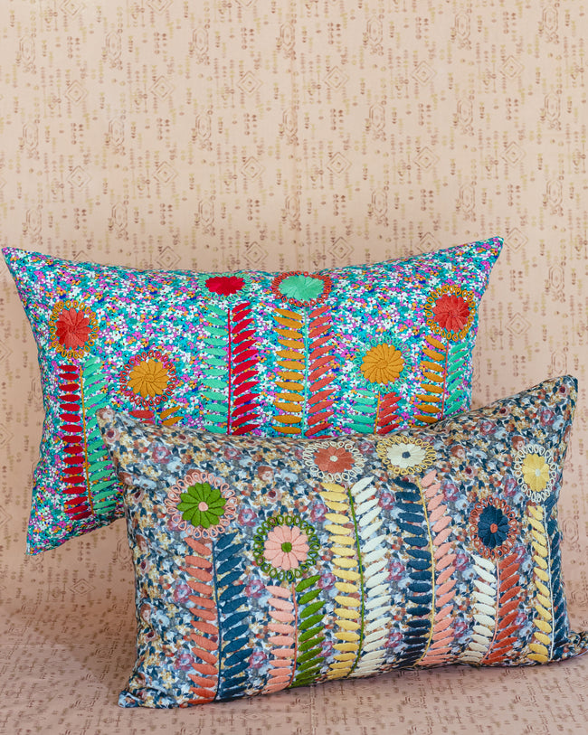 Embroidered Sofia lumbar pillow - FolkProject
