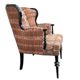 Magdalena wingback chair and ottoman left side view - FolkProject
