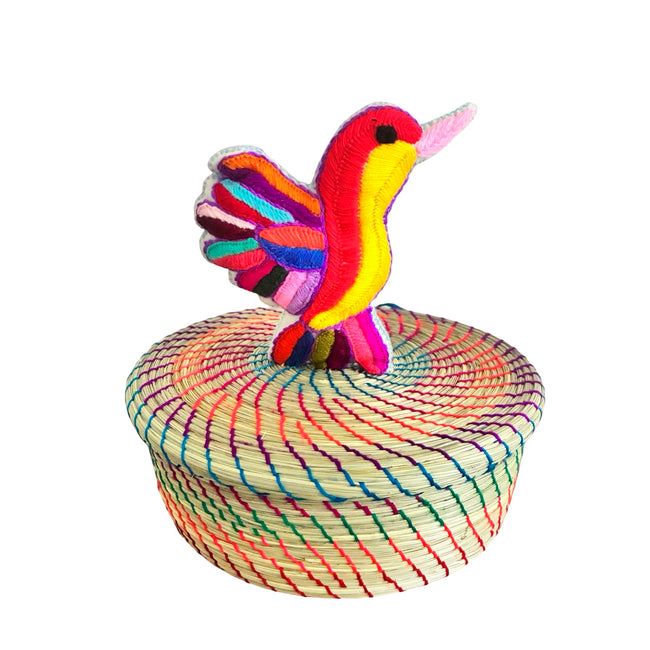 Embroidered Hummingbird Tortilla Basket -