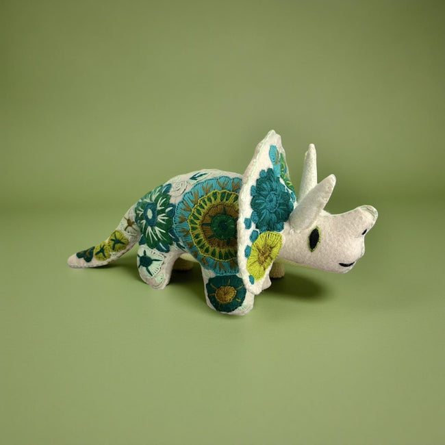 Embroidered felt triceratops dinosaurs - FolkProject