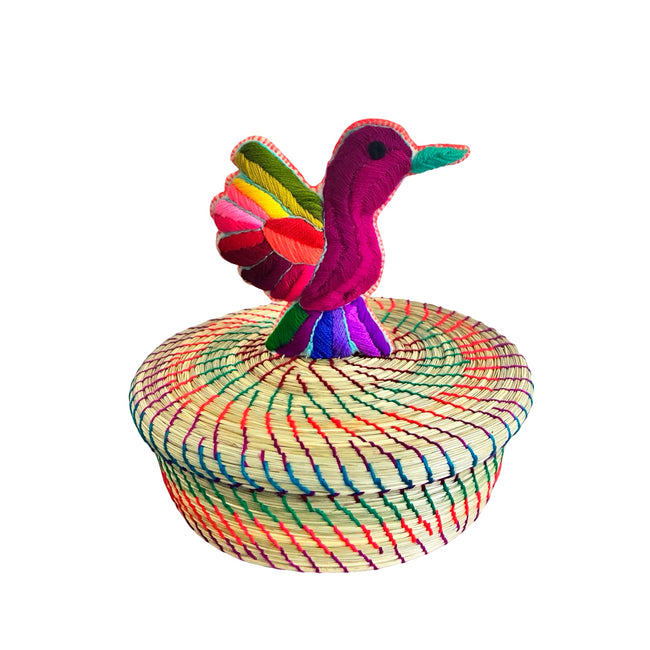 Embroidered Hummingbird Tortilla Basket -