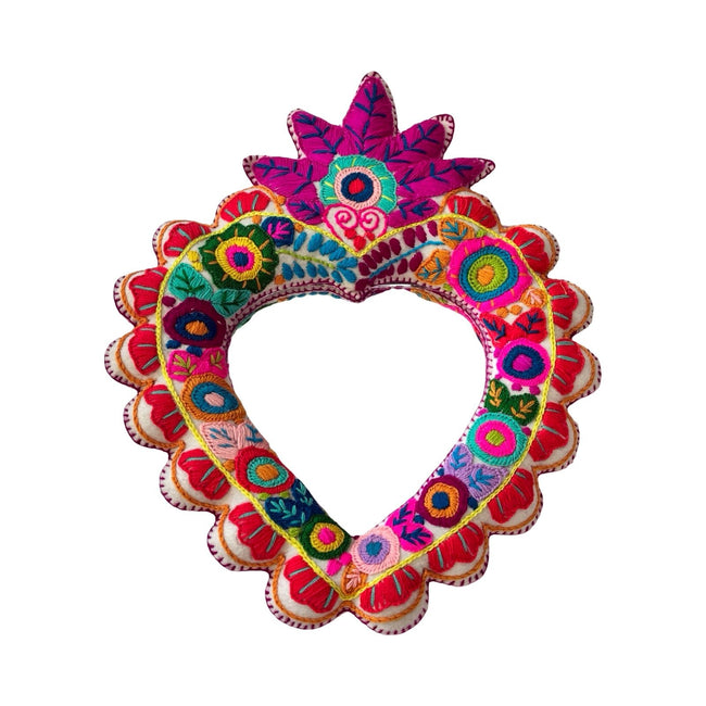 Sagrado Corazon Hand Embroidered Mirror -