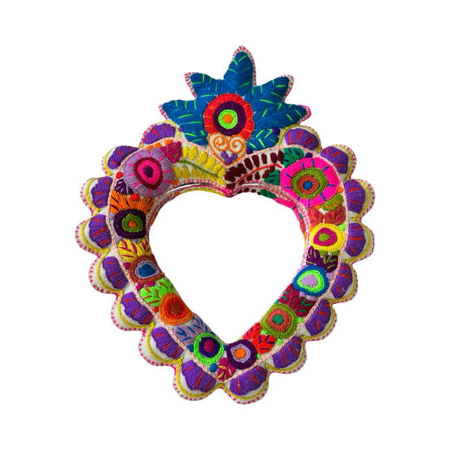 Sagrado Corazon Hand Embroidered Mirror -