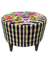 Lucia Handwoven Embroidered Ottoman Black & Tan -FolkProject