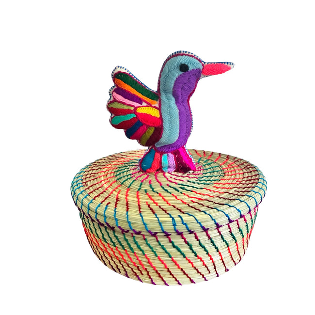 Embroidered Hummingbird Tortilla Basket -