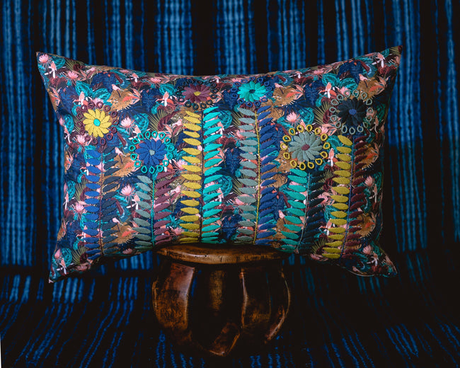 Embroidered Sofia lumbar pillow - FolkProject