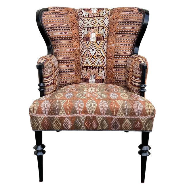 Magdalena wingback chair and ottoman front - FolkProject
