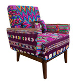 Marcela armchair featuring vintage Guatemalan Maya textiles