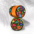 Mila Embroidered Velvet Ottoman saffron and brown - FolkProject