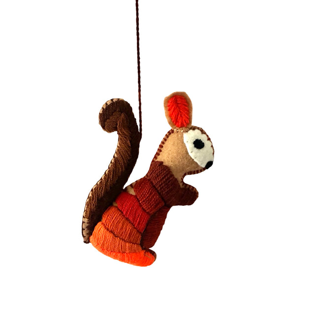 Ombre Hand Embroidered Squirrel ornament - folk project