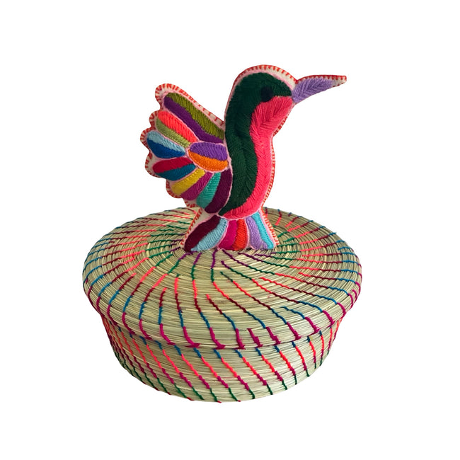 Embroidered Hummingbird Tortilla Basket -