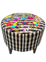 Lucia Handwoven Embroidered Ottoman Black & Tan -FolkProject