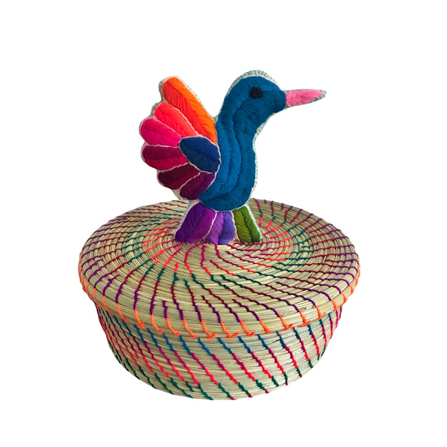 Embroidered Hummingbird Tortilla Basket -