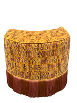 Sol y Luna stool featuring vintage Guatemalan Maya textiles, handcrafted locally in California- FolkProject