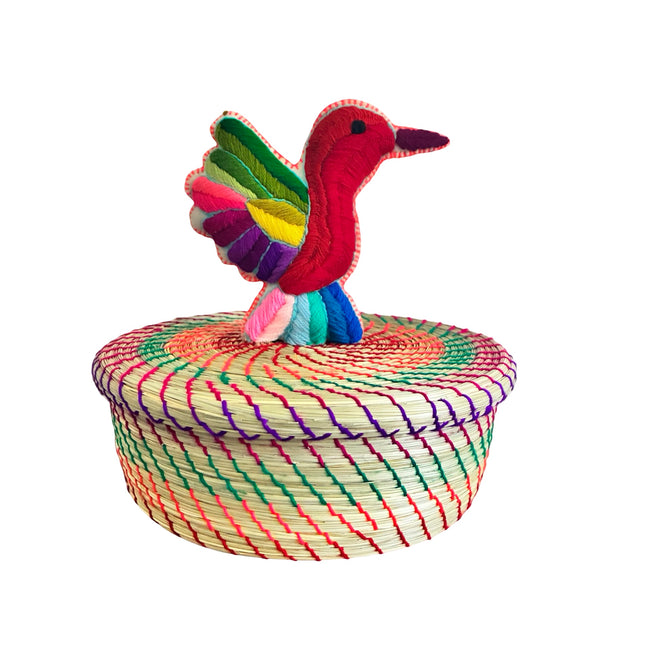 Embroidered Hummingbird Tortilla Basket -