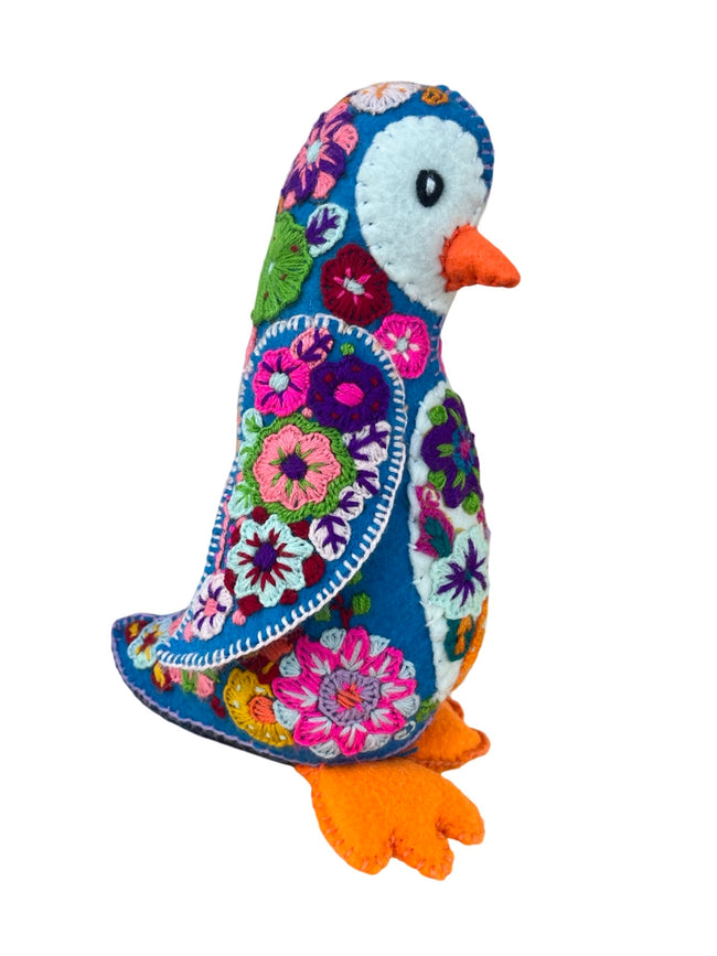 Hand Embroidered Felt Penguin -