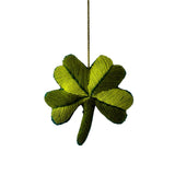 Hand-embroidered felt four-leaf clover ornament in vibrant colors, handcrafted in Mexico. - FolkProject