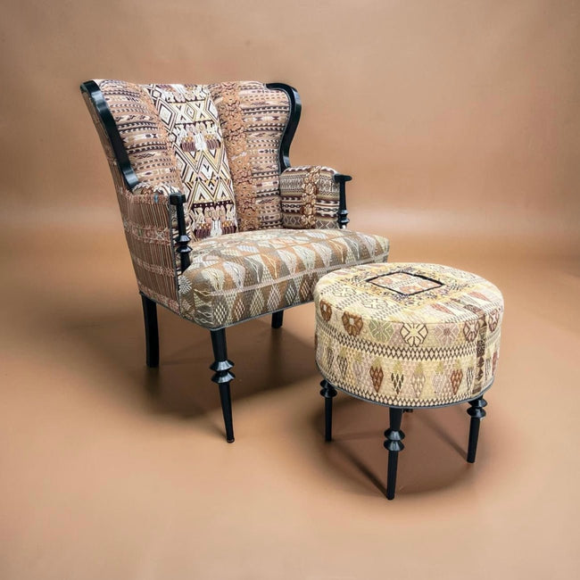 Magdalena wingback chair and ottoman - FolkProject