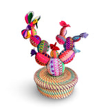 Flowering Nopal Cactus with Hummingbird Tortilla Basket