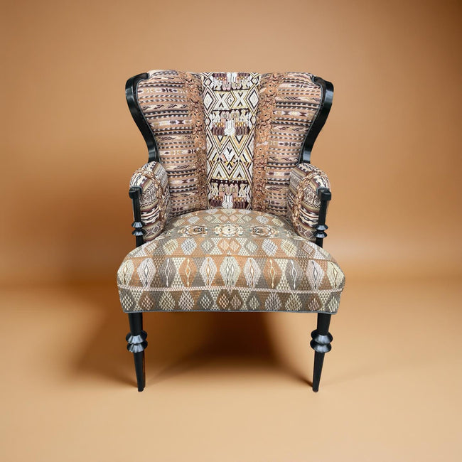 Magdalena wingback chair and ottoman face view- FolkProject
