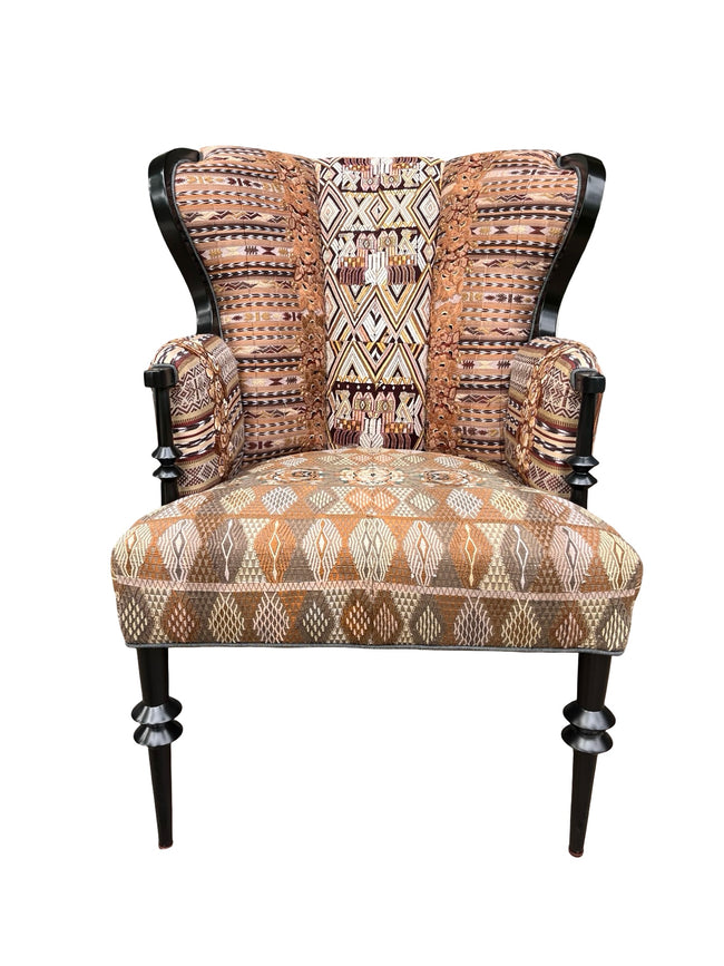 Magdalena wingback chair and ottoman front view- FolkProject