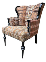 Magdalena wingback chair and ottoman three-quarter view- FolkProject