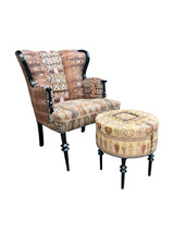 Magdalena wingback chair and ottoman both - FolkProject