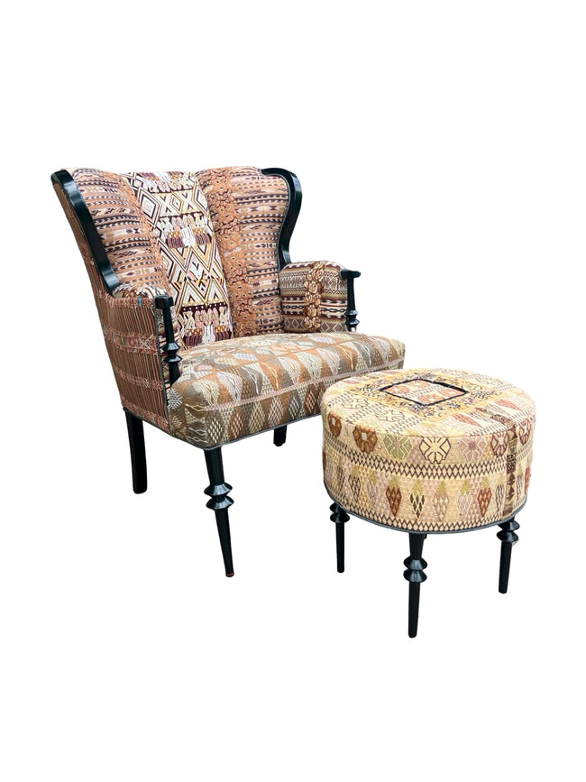 Magdalena wingback chair and ottoman both - FolkProject