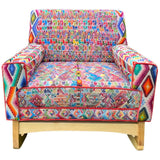 Malia handcrafted rocking chair upholstered in colorful Guatemalan huipil, corte, and handwoven ikat textiles. - FolkProject