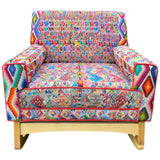 Malia handcrafted rocking chair upholstered in colorful Guatemalan huipil, corte, and handwoven ikat textiles. - FolkProject