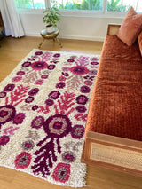 Wool shag rug floral pinks - FolkProject