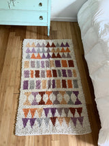 Small Wool shag rug geometric mauve / mustard / orange - FolkProject