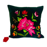 Embroidered velvet Mila pillows saffron, dark green, plum - FolkProject