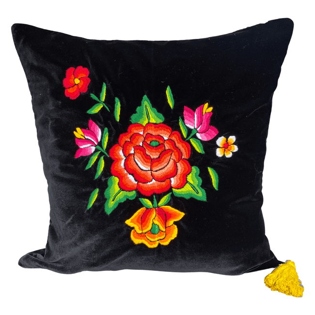 Embroidered velvet Mila pillow - FolkProject