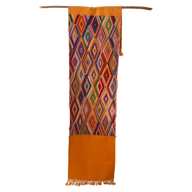 Chichi Apricot handwoven brocade table runner crafted by Maya artisans in Chichicastenango, Guatemala. - FolkProject