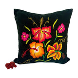 Embroidered velvet Mila pillows saffron, dark green, plum - FolkProject