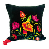 Embroidered velvet Mila pillows saffron, dark green, plum - FolkProject