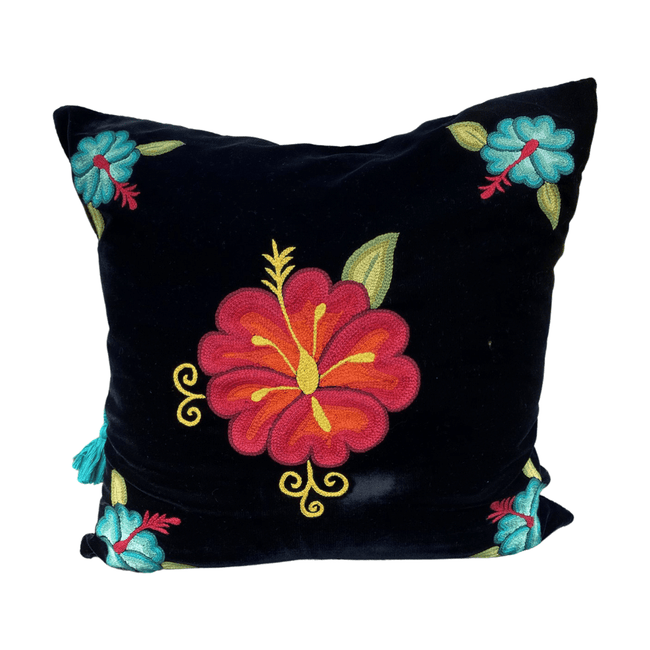 Embroidered velvet Mila pillow - FolkProject