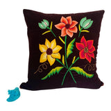 Embroidered velvet Mila pillows saffron, dark green, plum - FolkProject