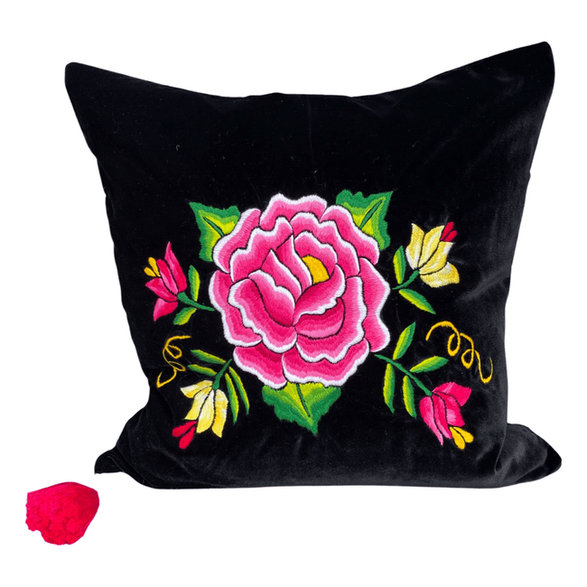 Embroidered velvet Mila pillow - FolkProject