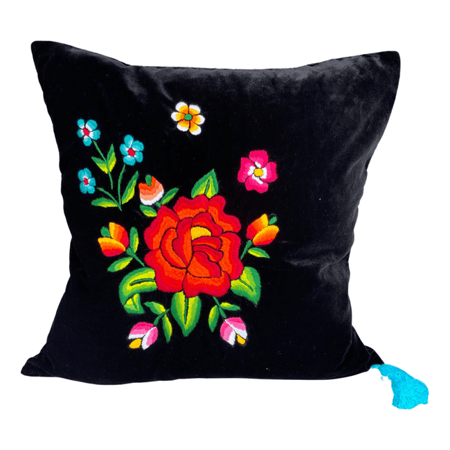 Embroidered velvet Mila pillow - FolkProject